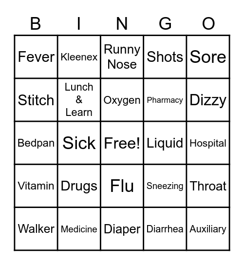 medicine Bingo Card
