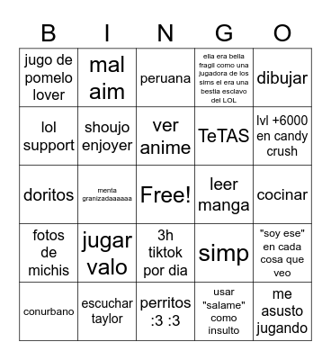 Ana Bingo Card