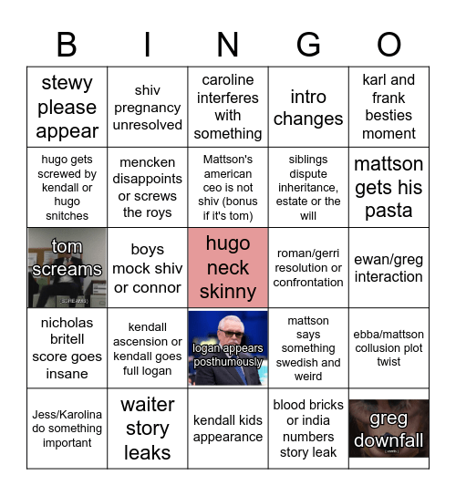 Roy Family Finale Bingo Card