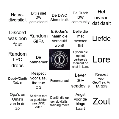 Dutch Whovian Community Discord Bingo Card