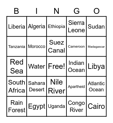 Motherland Bingo Card