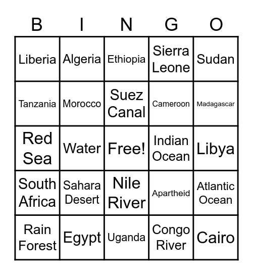Motherland Bingo Card