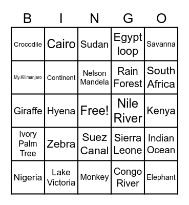 Motherland Bingo Card