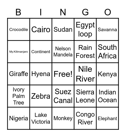 Motherland Bingo Card