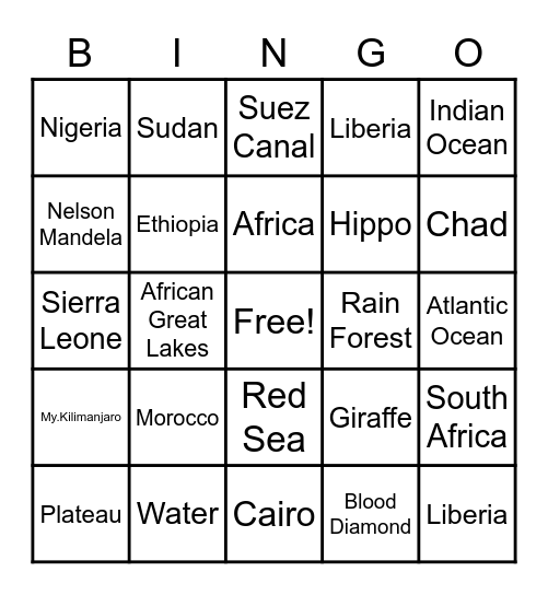 Motherland  Bingo Card