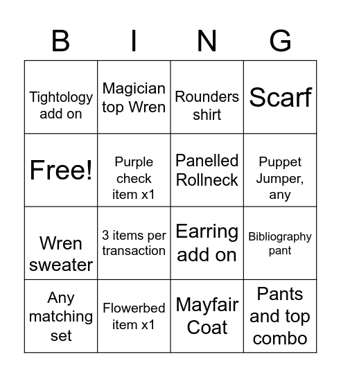 Weekend Fun Bingo Card