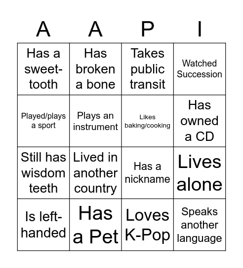 Team Bingo Card