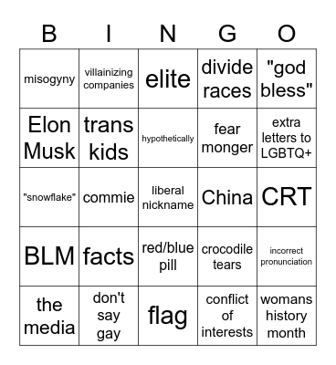 Republican Argument Bingo Card