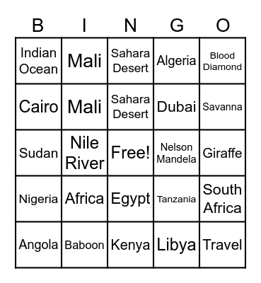 Motherland Bingo Card