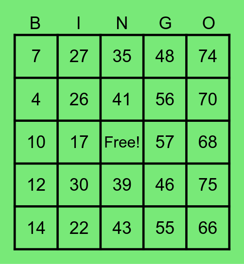 LESS LUCKY BINGO CARDS Bingo Card