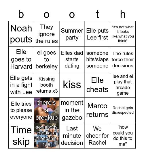 kissing Bingo Card