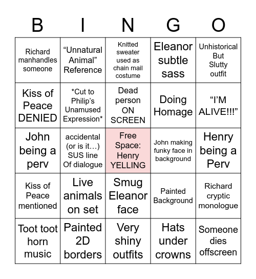 The Devil’s Crown episode 5-6 Bingo Card