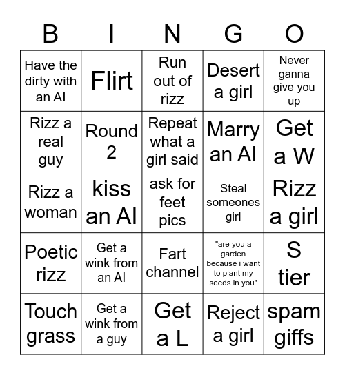 Rizz Bingo Card