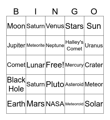 Space BINGO Card