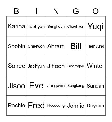 Yeonjun Bingo Card