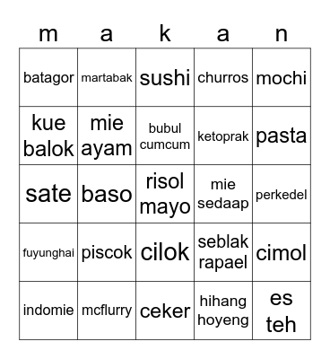 bingo bareng elle Bingo Card