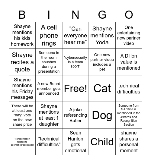 AGM BINGO! Bingo Card