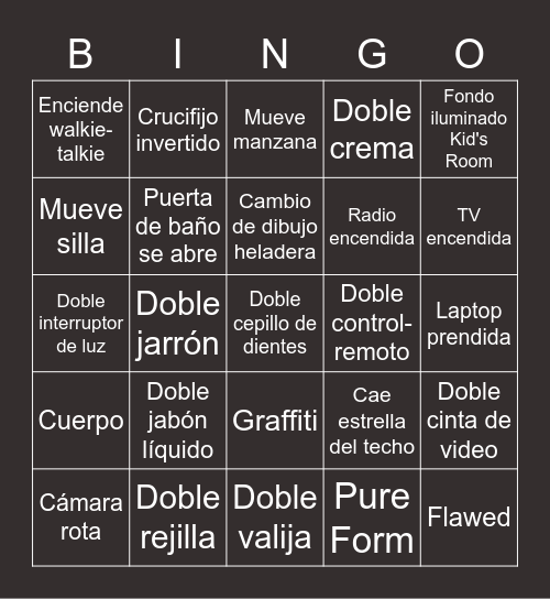 Alternate Watch Bingo Card