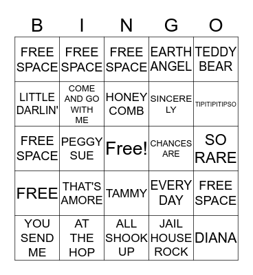 50'S BINGO Card