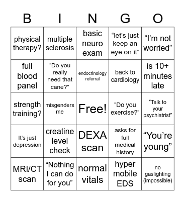 Neurology apptmt bingo Card
