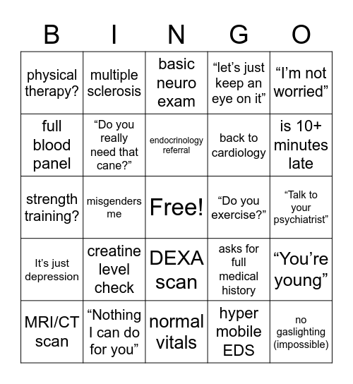 Neurology apptmt bingo Card