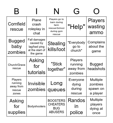 BlockingDead Bingo Card