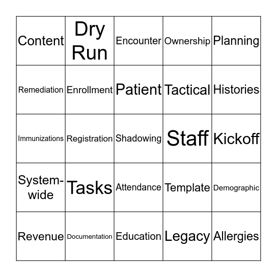 SuperNova Bingo Card