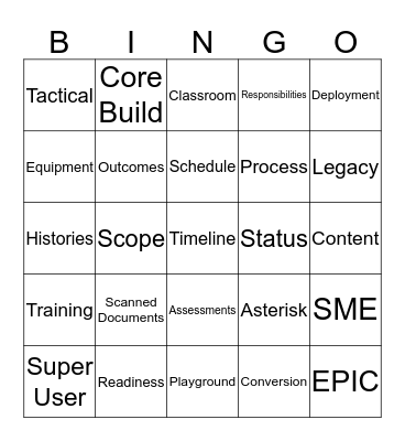 SuperNova Bingo Card
