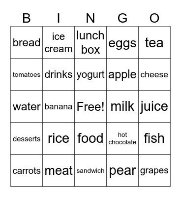 FF1 unit 12 dinner Bingo Card