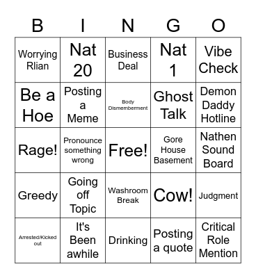 Dnd Bingo Card
