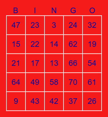 Memorial Day Bingo Card