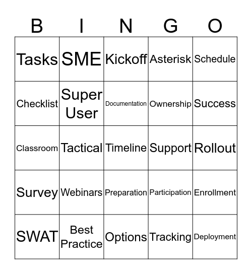 SuperNova Bingo Card