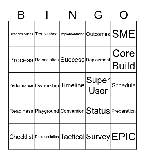 SuperNova Bingo Card