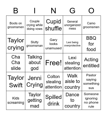 Wedding Bingo Card