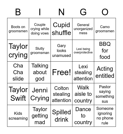 Wedding Bingo Card