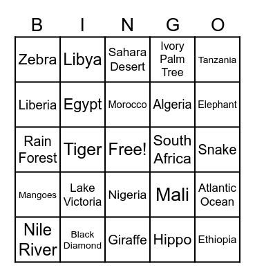 Motherland Bingo Card