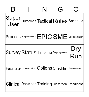 SuperNova Bingo Card