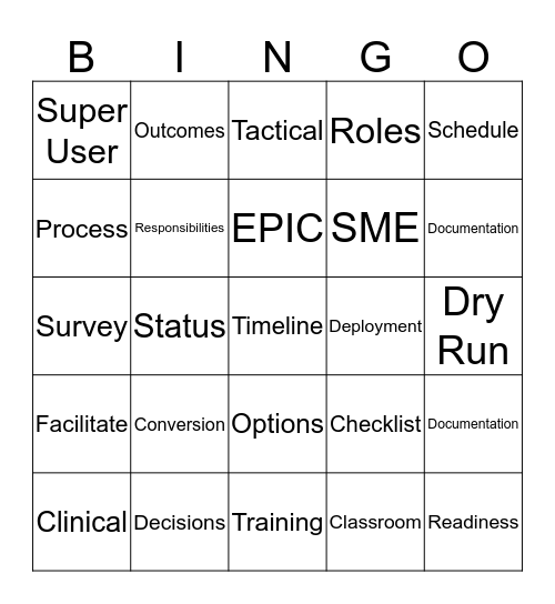 SuperNova Bingo Card