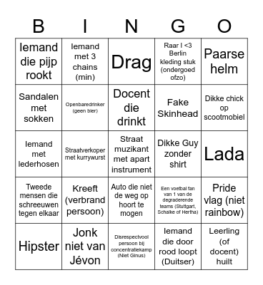 Berlingo (ik ga mijn leven eindigen) Bingo Card