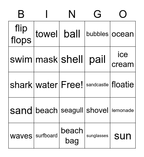 Beach Bingo Card