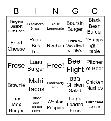 Arthurs Bingo Card