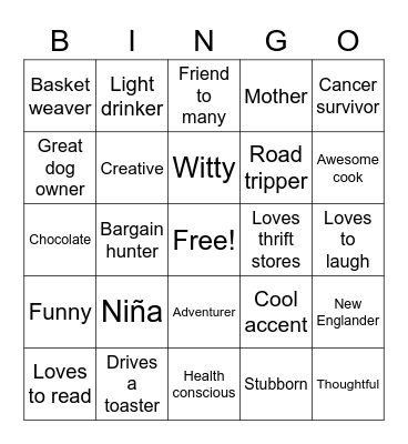 Monique’s Birthday Bingo Card