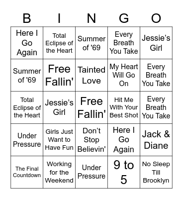 MUSIC Bingo Card