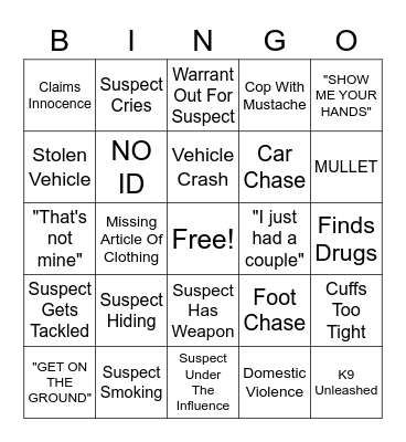 COPS Bingo Card