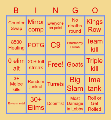 OPEN QUEUE BINGO!!!!! Bingo Card