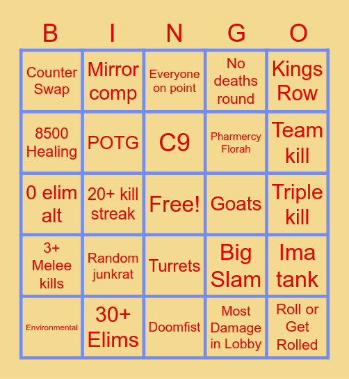 OPEN QUEUE BINGO!!!!! Bingo Card