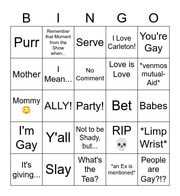 Carleton's a Drag! Bingo Card