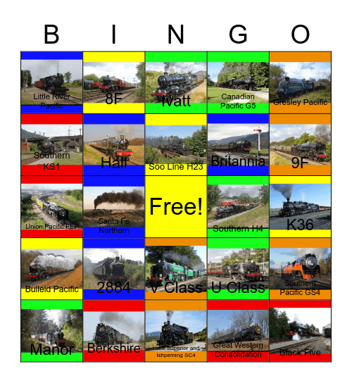 Steamin' In 2012 Bingo Card