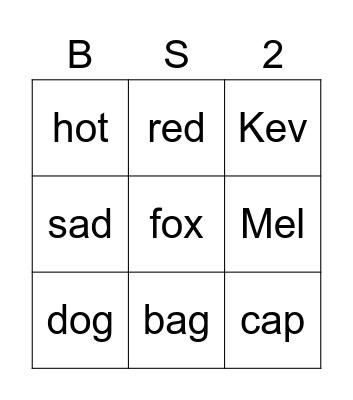 Phonics - CVC Bingo Card