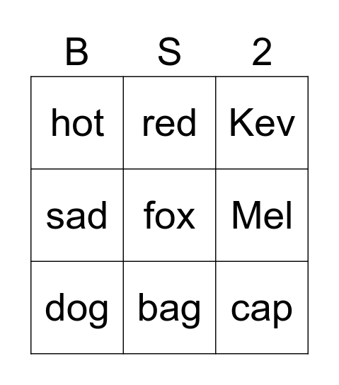 Phonics - CVC Bingo Card